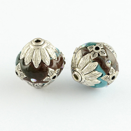 Oval Handmade Grade A Rhinestone Indonesia Beads IPDL-S030-03-1