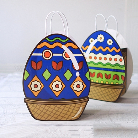 Bolsas de embalaje de dulces de papel con forma de huevo de Pascua con asa PW-WG11965-06-1