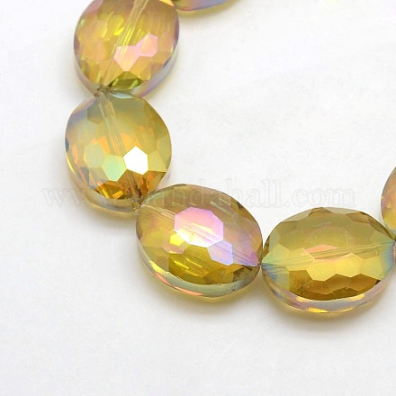Faceted Electroplate Crystal Glass Oval Beads Strands EGLA-F059B-06-1