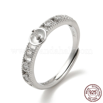 925 anello regolabile in argento sterling placcato in rodio con micro pavè di zirconi STER-NH0001-63P-1