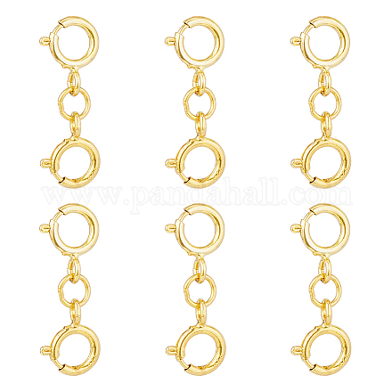 DICOSMETIC 6Pcs Spring Ring Clasps 925 Silver Clasps Double Round Bracelet Clasps Necklace Clasps and Closures Golden Bracelet Clasps Extension for Necklaces Jewelry Making STER-DC0001-17G-1