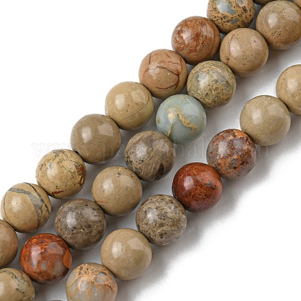 Chapelets de perles en jaspe aqua terra naturel G-E444-14B-8mm-1