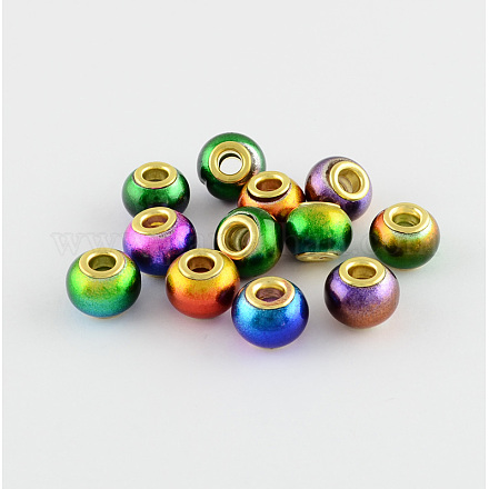 Spray Painted Bright Glass European Beads GPDL-R007-M6-1