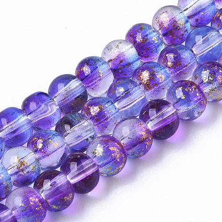 Chapelets de perles en verre peinte par pulvérisation transparent GLAA-N035-03A-B03-1