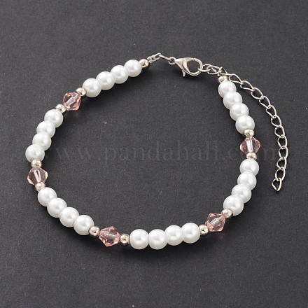 Glass Pearl Anklets AJEW-AN00060-06-1
