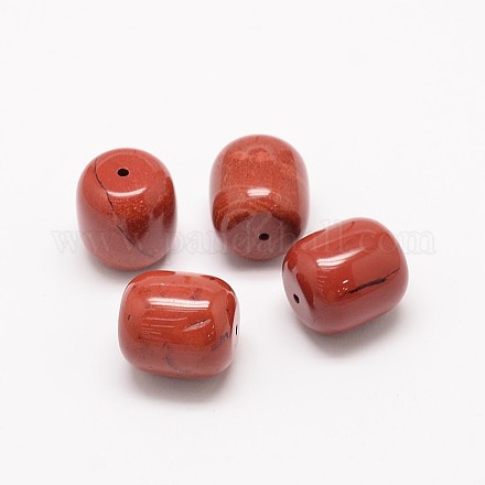 Natural Red Jasper Barrel Beads G-P076-18-15mm-1