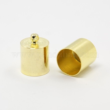 真鍮製コードエンドパーツ  エンドキャップ  ゴールドカラー  14x10mm  穴：1mm  内径：9mm X-KK-D219-14x10-G-1