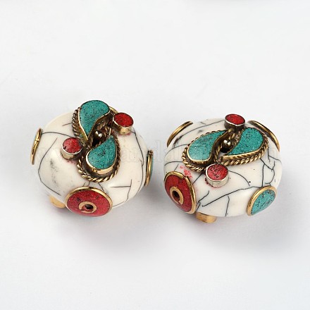 Tibetan Style Flat Round Beads TIBEB-F041-19C-1