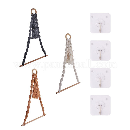 Crafans 3 Sets 3 Colors Toilet Wall Hanging Hand-Woven Rope Holder HJEW-CF0001-06-1