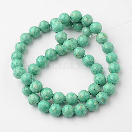 Dyed Natural Fossil Beads Strands G-E328-8mm-23-1