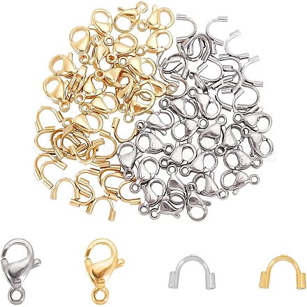 UNICRAFTALE 40 Sets 2 Colors Jewelry Making Kits 40Pcs 304 Stainless Steel Lobster Claw Clasps with 40Pcs 316 Surgical Stainless Steel Wire Guardian Metal DIY Accessories for Necklaces Jewelry Making STAS-UN0025-02-1