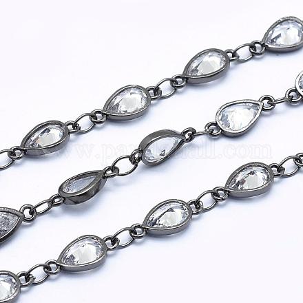 Chaînes avec perles en zircone cubique manuelle CHC-L036-03B-1
