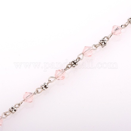 Handmade Bicone Glass Beads Chains for Necklaces Bracelets Making AJEW-JB00061-04-1