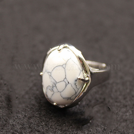 Oval Natural Howlite Adjustable Ring FIND-PW0021-05B-1