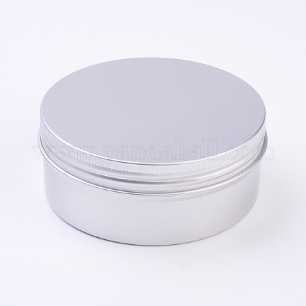 丸いアルミ缶  アルミジャー  化粧品の貯蔵容器  ろうそく  キャンディー  ねじ蓋付き  プラチナ  10.3x4.1cm  容量：250ミリリットル CON-WH0010-02P-250ml-1