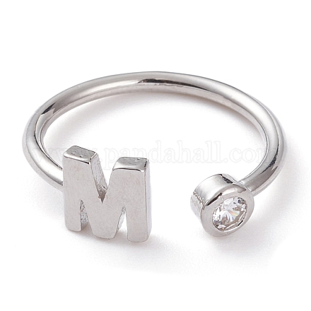 Латунные кольца из манжеты с прозрачным цирконием RJEW-Z005-M-P-1