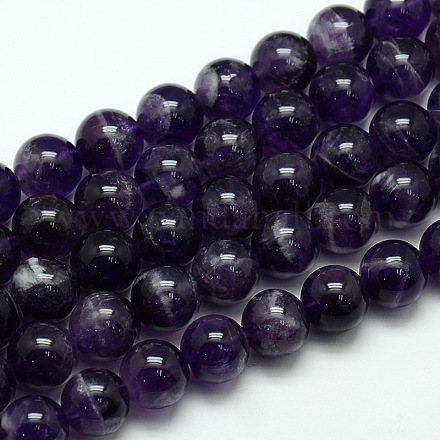 Natural Amethyst Round Bead Strands G-L170-12mm-02-1