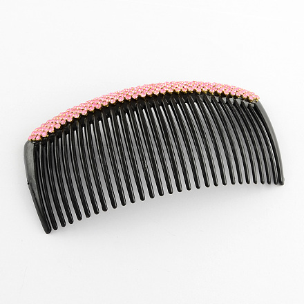 Trendy Women's Plastic Hair Combs with Rhinestones OHAR-R176-01-1
