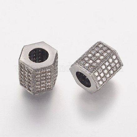 Perles européennes en laiton avec zircone cubique de micro pave X-ZIRC-K063-09B-1