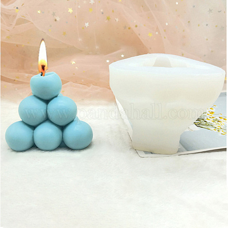 DIY Pyramid Bubble Candle Silicone Molds, for Scented Candle Making, White,  10.6x10.6x8.3cm, Inner Diameter: 8.8x8.8cm