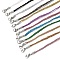 3.5MM Polyester Metallic Cord Braided Cord Necklace Making, with Brass Findings and 202 Stainless Steel Lobster Claw Clasps, Long-Lasting Plated, Rack Plating, Stainless Steel Color, Mixed Color, 16.14 inch(41cm)~18.11 inch(46cm)