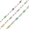 Brass Dapped Chains, with Enamel, with Spool, Soldered Lead Free & Cadmium Free, Platinum, Mixed Color, 4x2x0.2mm
