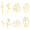 8Pcs 8 Style 201 Stainless Steel Pendants, Outline Charms, Snail & Snake & Peacock, Real 18K Gold Plated, 17.5~45x9~39.5x1mm, Hole: 1.5~1.6mm, 1pc/style