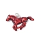 Brass Pendants, Horse Charms, with Enamel, Cadmium Free & Lead Free, Rack Plating, Long-Lasting Plated, with Jump Ring, Platinum, Red, 16.5x29x6mm, Hole: 3.3mm