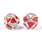 Fruit Round Resin Beads, with Polymer Clay & Rhinestone, Watermelon, 17~21.5mm, Hole: 2~2.5mm