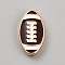 Zinc Alloy Enamel Beads, Golden, Rugby, Coconut Brown, 19x11x3.5mm, Hole: 1.6mm
