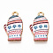 Winter Theme Alloy Printed Pendants, Cadmium Free & Nickel Free & Lead Free, Gloves, Snow, 19.5x11.5x2.5mm, Hole: 1.8mm