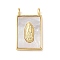 Brass Pave Natural White Shell Pendants, Rectangle Charms, Real 18K Gold Plated, Long-Lasting Plated, Lead Free & Cadmium Free, Rack Plating, Virgin, 18x11x3.5mm, Hole: 1.6mm
