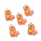 Opaque Resin Pendants, with Platinum Tone Iron Loops, Dog, Dark Orange, 20.5x16x8mm, Hole: 2mm