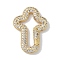 Rack Plating Brass Micro Pave Cubic Zirconia Twister Clasps, Cadmium Free & Lead Free, Long-Lasting Plated, Real 18K Gold Plated, Cross, Clear, 26x18.5x3mm