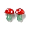 Handmade Lampwork Beads Strands, Mushroom, Red, 12~14.5x10~12mm, Hole: 1.2~1.8mm, about 23pcs/strand, 11.61~12.60 inch(29.5~32cm)