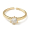 Adjustable Brass Micro Pave Clear Cubic Zirconia Cuff Rings, Open Solitaire Rings, Solitaire Rings, Golden, US Size 6(16.5mm)