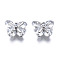 Brass Inlaid Clear Cubic Zirconia Charms, Butterfly, Platinum, 9x9.5x5mm, Hole: 1.2mm