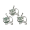 Natural Green Aventurine Kitten Pendants, Brass Cute Cat Shape Charms, Platinum, Long-Lasting Plated, Rack Plating, 28.5x30.5x10mm, Hole: 8x5mm