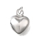 Brass Pendants, Heart Charms, with Jump Rings, Cadmium Free & Lead Free, Long-Lasting Plated, Rack Plating, Platinum, 16x12.5x8mm, Hole: 3.5mm