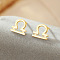 925 Sterling Silver Stud Earrings, Golden, Libra, 10x10mm