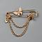 Butterfly Alloy Platsic Pearl Tassel Chain Brooches, Safety Pin for Clothes, Golden, 64x70mm