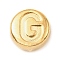 304 Stainless Steel Beads, Flat Round with Letter, Golden, Letter G, 7x3.5mm, Hole: 1.7mm
