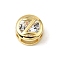 Brass Micro Pave Cubic Zirconia European Beads, Flat Round with Letter, Real 18K Gold Plated, Letter Z, 10x6.5mm, Hole: 5x3mm