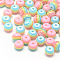 Transparent Stripe Resin Beads, Round, Pink, 6mm, Hole: 1mm