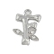 Brass Crystal Rhinestone Letter Links Connector Charms, Real Platinum Plated, Letter F, 15x11x4mm, Hole: 1.2mm and 1.5mm