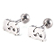 Tarnish Resistant 201 Stainless Steel Barbell Cartilage Earrings, Screw Back Earrings, with 304 Stainless Steel Pins, Dolphins, Stainless Steel Color, 7.5x5x2mm, Pin: 1mm