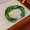 Glass Seed Beads Multi-strand Bracelets, with Glass & Alloy Rhinestone Round Magnetic Snap, Sea Green, 7.87 inch(20cm)