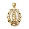 Brass Micro Pave Cubic Zirconia ABS Imitation Pearl Pendants, with Shell, Virgin Mary, Real 18K Gold Plated, 23.5x17.5x3.5mm, Hole: 3.5x4.5mm