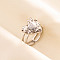 Non-Tarnish 304 Stainless Steel Cuff Ring for Unisex, Fashion Adjustable Love Heart Ring, Stainless Steel Color, Inner Diameter: 17mm