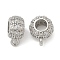 Brass Micro Pave Cubic Zirconia Tube Bails, Loop Bails, Bail Beads, Ring, Long-Lasting Plated, Rack Plating, Lead Free and Cadmium Free, Platinum, 11.5x9x5.5mm, Hole: 1.5mm